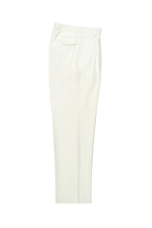 Tiglio Luxe Offwhite Wide Leg, Pure Wool Dress Pants 2576