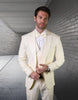 Statement Men's Off White Patterned Vested Tuxedo with Bowtie