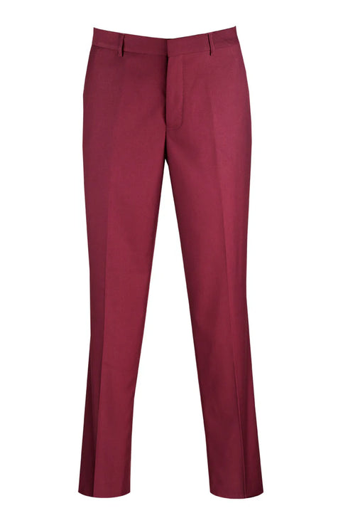 Modern Fit Maroon Dress Pants Flat Front Pre-Hemmed