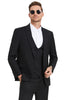 Men's Slim Fit One Button Peak Lapel Low Cut Double Breasted Vest Wedding Suit In Black
