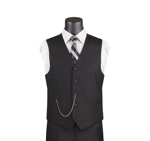 Black Slim Fit Vest Single Breasted 5 Button Design