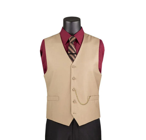 Beige Slim Fit Vest Single Breasted 5 Button Design