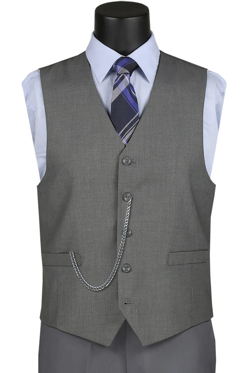 Gray Slim Fit Vest Single Breasted 5 Button Design