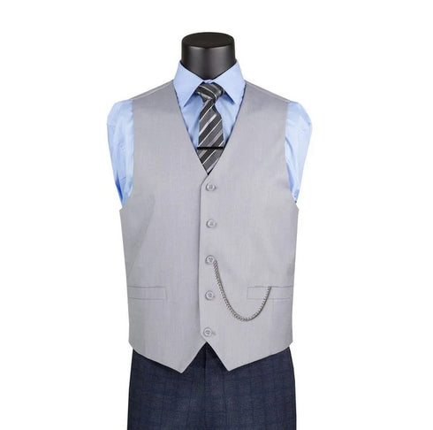 Light Gray Slim Fit Vest Single Breasted 5 Button Design