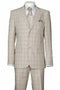 Mens 2 Button Modern Fit Plaid Suit in Tan