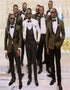 Olive Green One Button Slim Fit Shawl Lapel Wedding Groomsmen