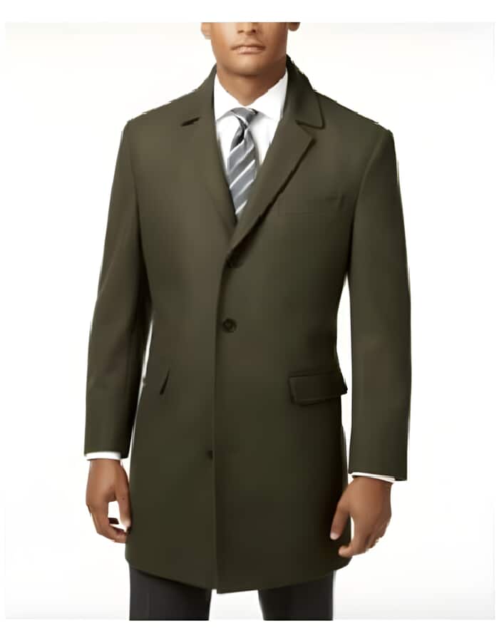 Mens Carcoat - Hunter Green Three Quarter Peak Lapel Topcoat main image 1