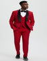 Mens Vested One Button Shawl Lapel Designer Tuxedo in Red