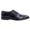 Men's Belvedere Onesto Ostrich Quill & Crocodile Cap Toe Dress Shoe in Navy