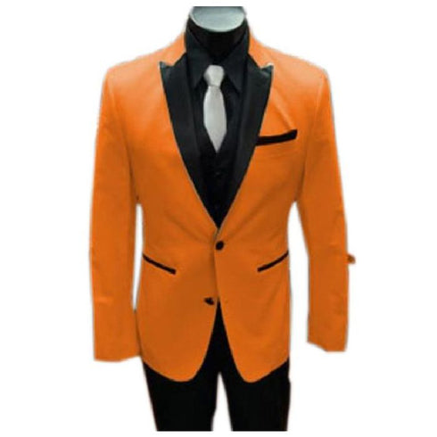 Orange Alberto Nardoni Single Breasted Peak Lapel Tuxedo