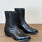 Mens White Diamond Boot Black Ostrich Print Boots Low Ankle J-Toe