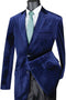 Mens Modern Fit 2 Button Velvet Blazer in Sapphire