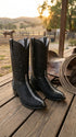 Los Altos Men's Black Stingray with Full Rowstone Finish Snip Toe Boots