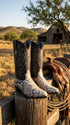 Men’s Natural Python Snakeskin J Toe Cowboy Boots with Black Western Shaft, Exotic Dress Boots
