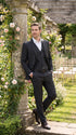 Men’s Black Sharkskin 3 Piece Suit, Single Breasted Notch Lapel Formal Wedding Business Suit