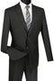 Mens 2 Button Wool Feel Slim Fit Suit in Black