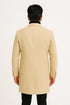 Mens Beige Wool Overcoat with Classic Notch Lapel and Single-Breasted Closure - Light Tan Sand Color