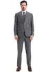 Men's Stacy Adams Vested Vintage Herringbone Tweed Suit in Grey