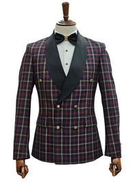 Double Breasted Tuxedo Suit - Slim fitted - Navy Blue Suit - Shawl Collar