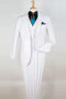 Mens Two Button Pleated Pant Classic Fit Vested Suit in White