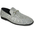 Bravo Mens Modern Glitter Sequin Prom Tuxedo Loafer in Silver Grey - Men's Dress Shoes