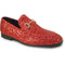 Bravo Mens Modern Glitter Sequin Prom Tuxedo Buckle Loafer in Red - Men's Dress Shoes