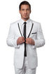 Men's Two Button Slim Fit Wedding Prom Tuxedo Suit in White with Black Piping