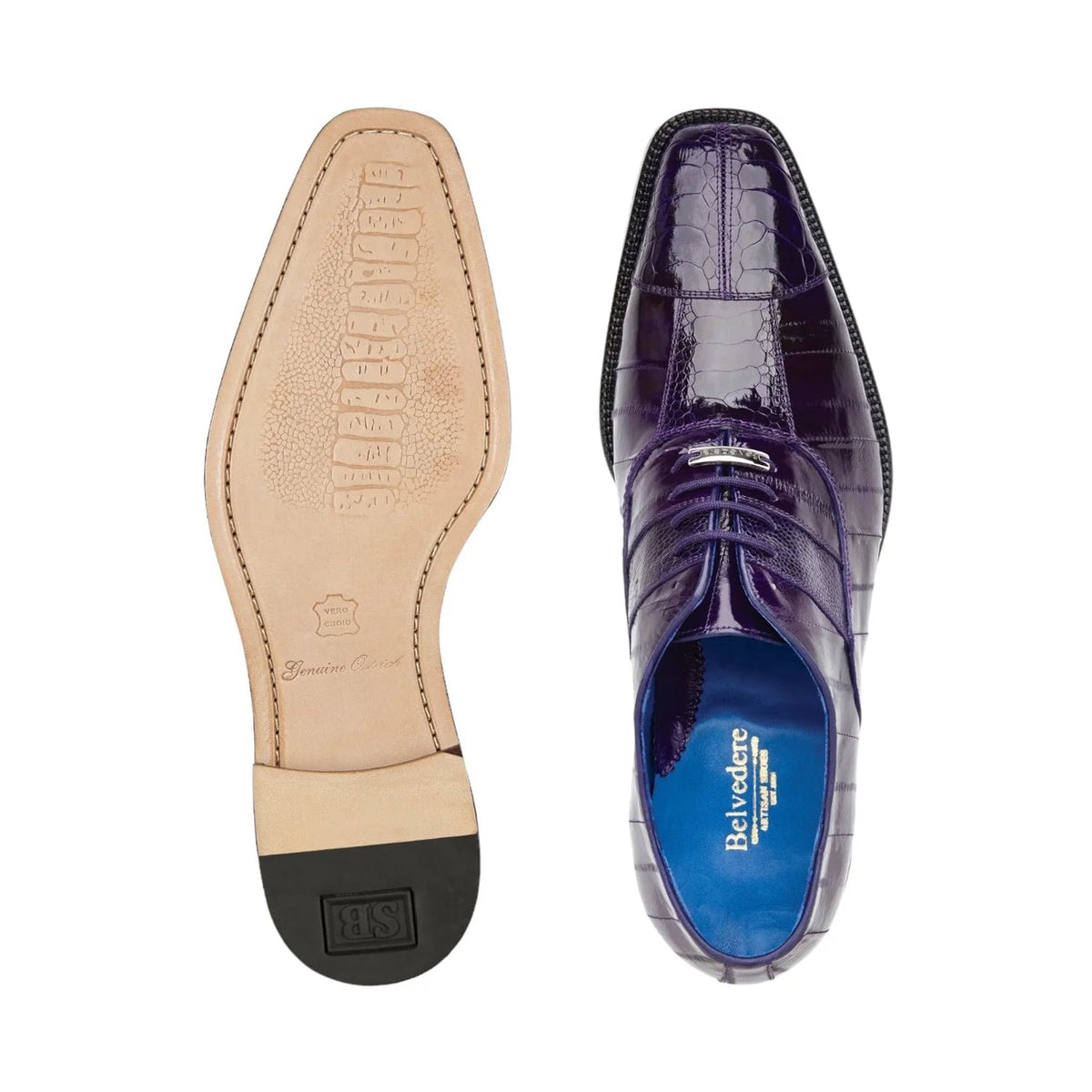 Belvedere Men\'s Purple Leather Oxford Dress Shoes - Size 9 Lethato Medallion Toe Oxford- Purple | Hand painted Leather  main image 4