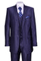 Mens 2 Button Vested Peak Lapel Shiny Sharkskin Suit in Navy