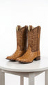 Men’s Los Altos Brown Ostrich Skin Wide Square Toe Boots, Exotic Western Cowboy Dress Boots