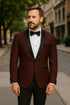 Paisley-300 Burgundy and Black Tuxedo Blazer with Bow Tie