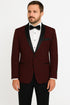 Paisley-300 Burgundy and Black Tuxedo Blazer with Bow Tie