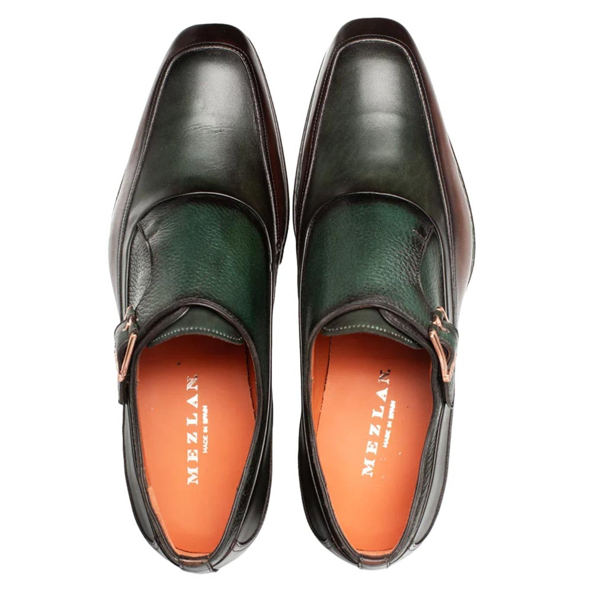 Mezlan Strap Leather Dress Shoes Men\'s Size 8 Made in Spain Chocolate Brown Mezlan Mens Brown Leather Split Toe Double Monk Strap Dress  main image 4