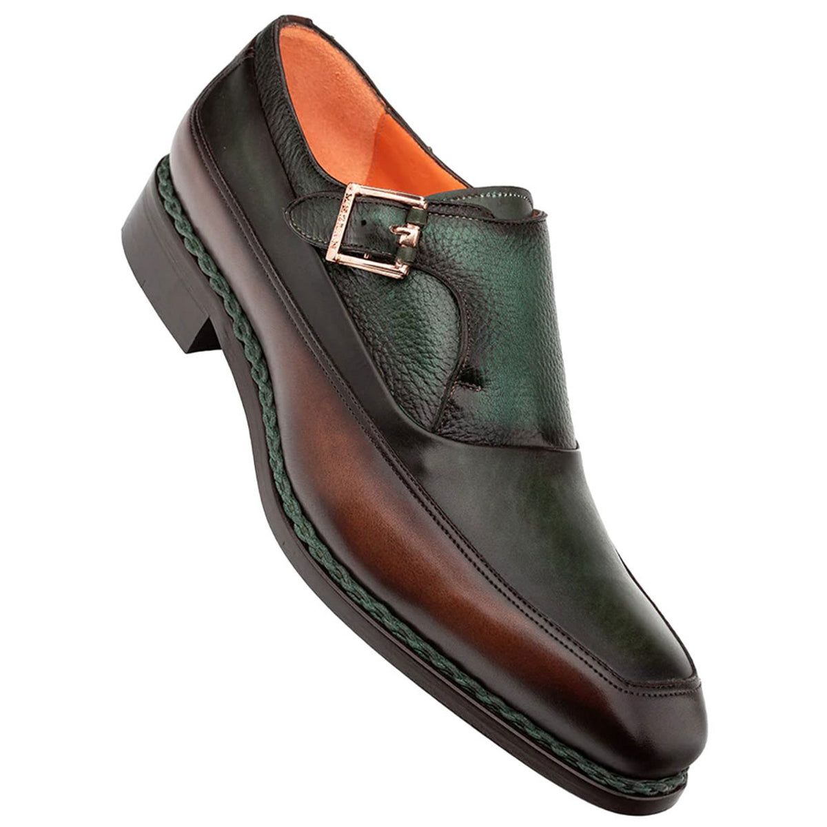 Mezlan Strap Leather Dress Shoes Men\'s Size 8 Made in Spain Chocolate Brown Mezlan Mens Brown Leather Split Toe Double Monk Strap Dress  main image 3