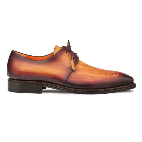 Principe Tan/Rust Patina Leather Men’s Derby Shoes By Mezlan Made In Spain Brand