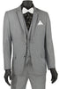 Mens Slim Vested Tuxedo Suit with Satin Trim in Light Grey