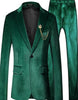 Mens One Button Slim Fit Peak Label Suit Dark Green
