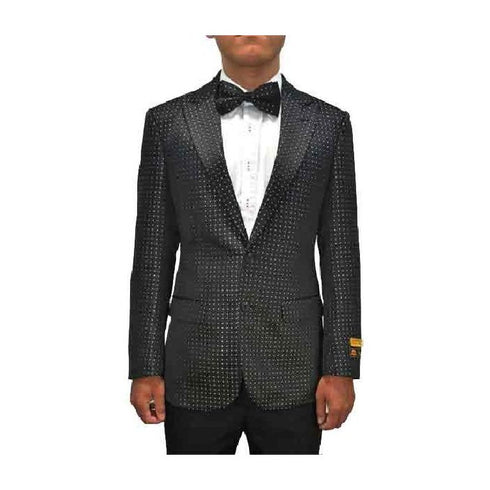 Peak Lapel Black Alberto Nardoni Bow Tie Paisley Blazer
