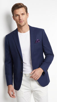 Men’s Navy Wool Sport Coat Blazer, Basic Two Button Classic Fit Formal Dress Jacket