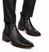 Los Altos Men's Wide Square Toe Caiman Belly Short Boots - Black 82BV8205