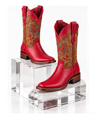 Los Altos Red Teju Lizard Square Toe Women's Western Boot