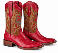 Los Altos Red Teju Lizard Square Toe Women's Western Boot