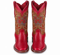 Los Altos Red Teju Lizard Square Toe Women's Western Boot
