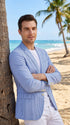 Men’s Carolina Blue Seersucker Sport Coat, Two Button Lightweight Summer Blazer