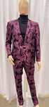 Mens Pink and Black Floral Tuxedo Suit – Slim Fit Two Piece Set