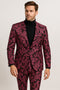 Mens Pink and Black Floral Tuxedo Suit – Slim Fit Two Piece Set