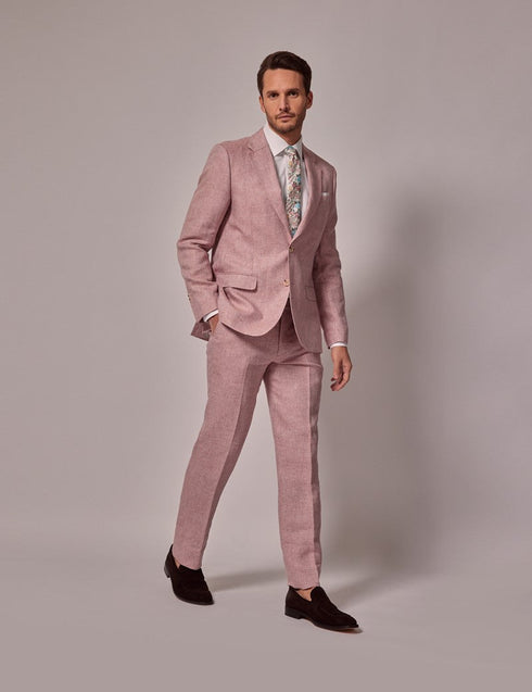 Mens Linen Suit For Beach Wedding - Summer Suit in Pink