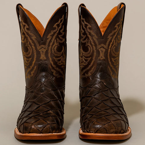 Pirarucu Fish Print Boots Square Toe