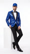 Men’s Royal Blue Sequin Suit, Shiny Metallic Stage Tuxedo Jacket and Pants for Groom and Prom