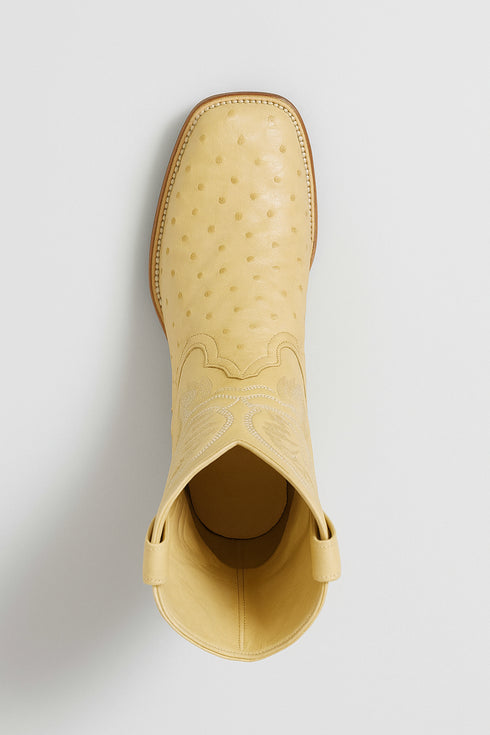 Men's Los Altos Ostrich Skin Wide Square Toe Boots - B